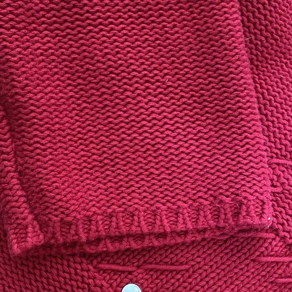 Chico’s Cardigan Sweater Womens 2/L Red Long Sleeves Festive cottage core mature - Picture 6 of 10